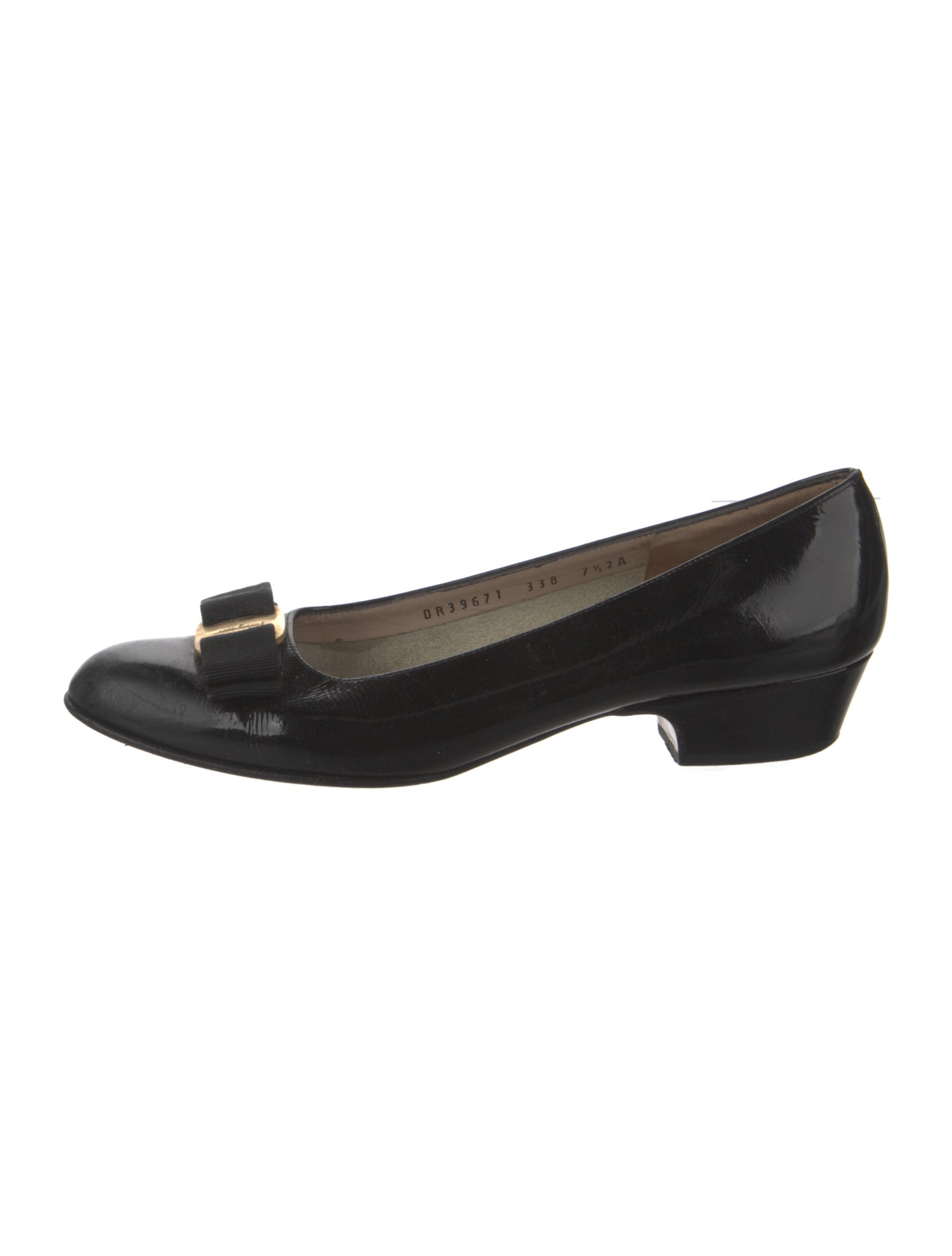 Salvatore Ferragamo Patent Leather Bow Accents Flats