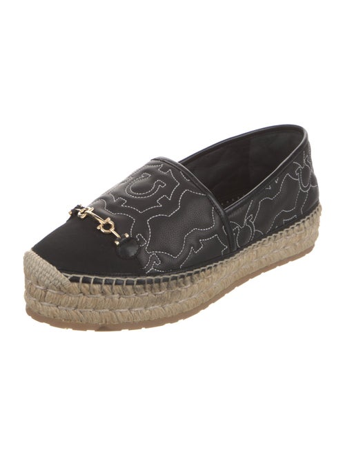 Salvatore Ferragamo Gancini Logo Leather Espadrilles