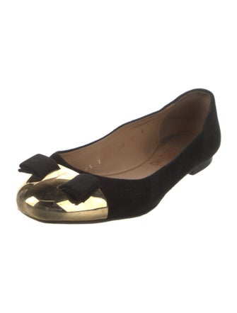 Salvatore Ferragamo Vara Bow Accent Suede Ballet Flats
