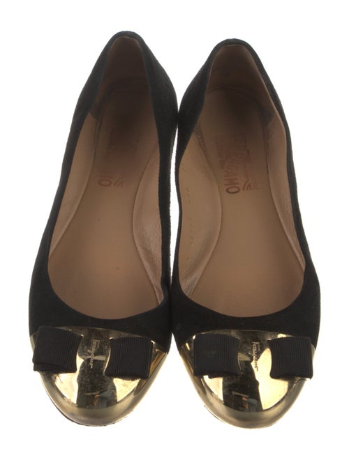 Salvatore Ferragamo Vara Bow Accent Suede Ballet Flats