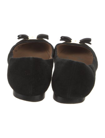 Salvatore Ferragamo Vara Bow Accent Suede Ballet Flats