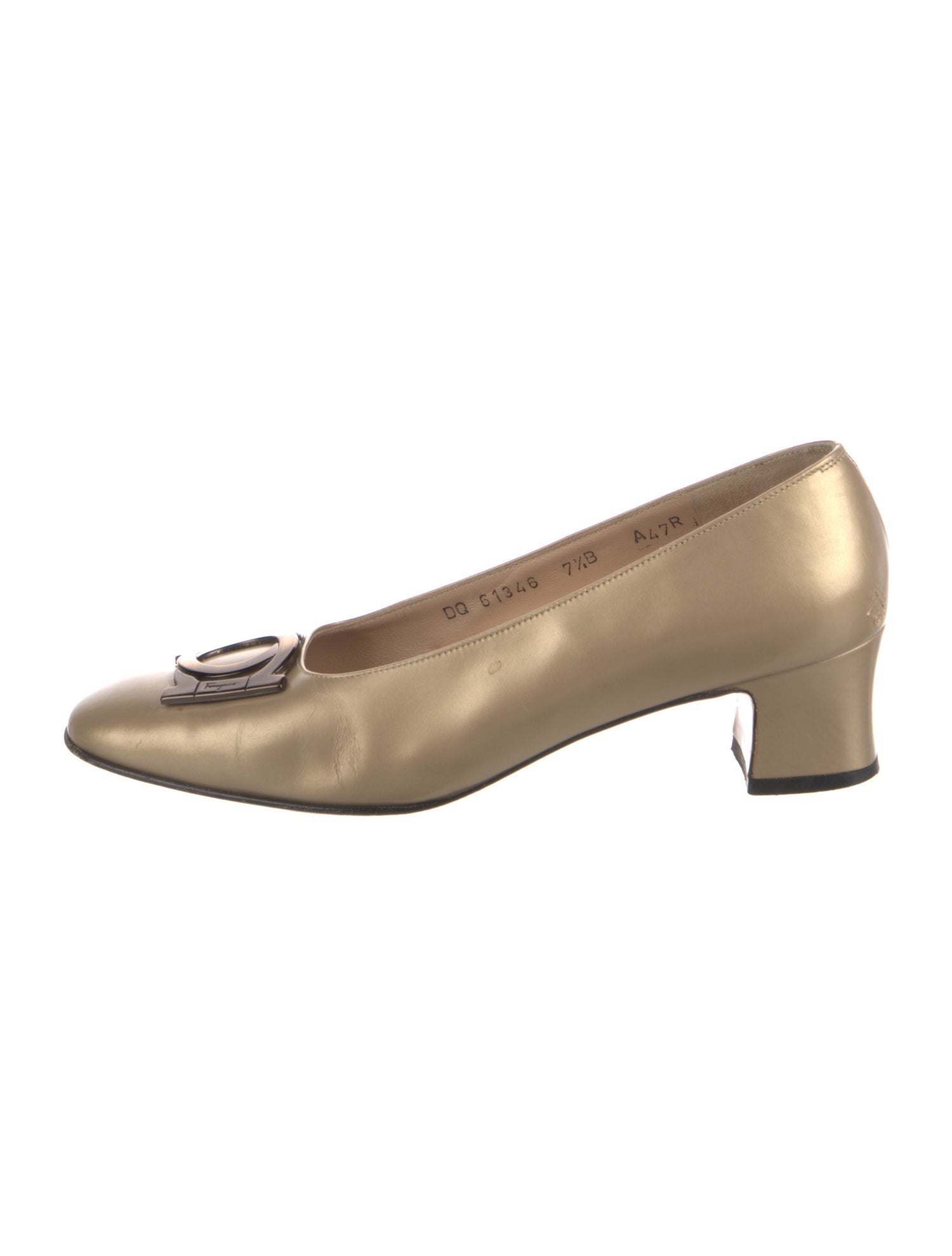 Salvatore Ferragamo Signature Logo Leather Pumps