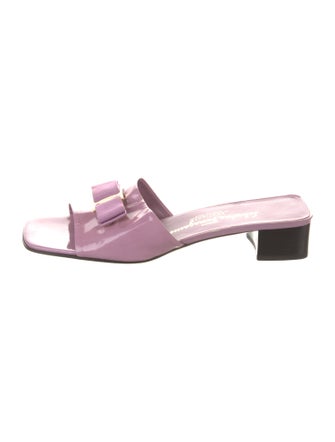 Salvatore Ferragamo Vara Bow Accent Patent Leather Slides