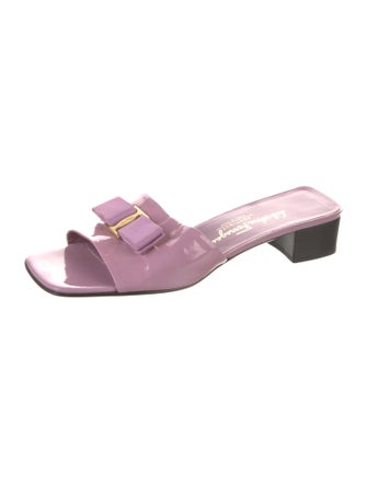 Salvatore Ferragamo Vara Bow Accent Patent Leather Slides