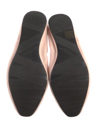 Salvatore Ferragamo Leather Bow Accents Ballet Flats