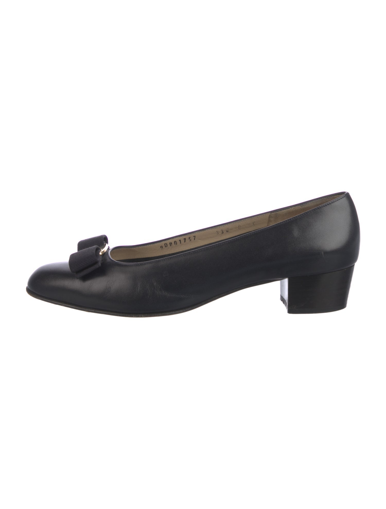 Salvatore Ferragamo Leather Bow Accents Flats