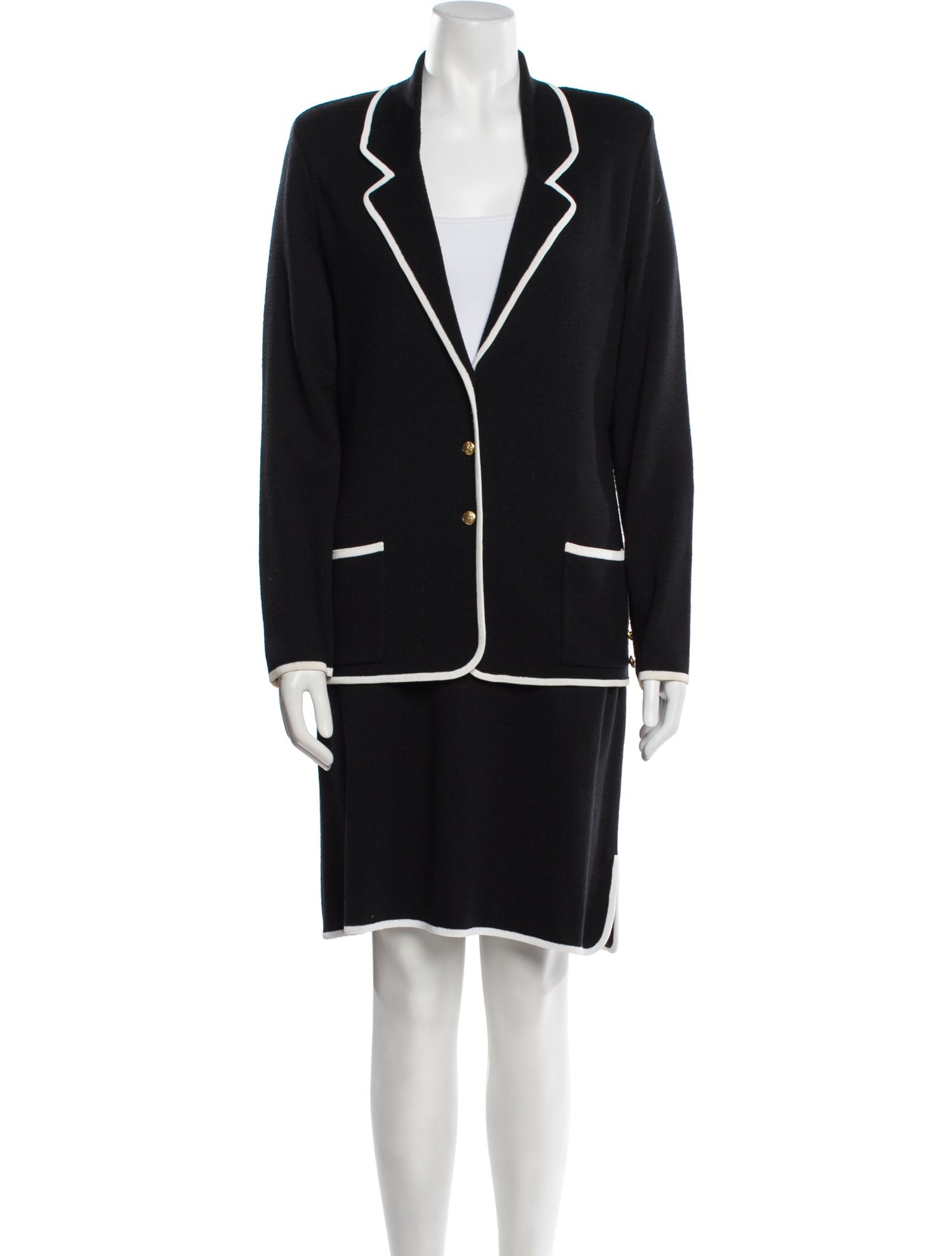 Salvatore Ferragamo Wool Striped Skirt Set