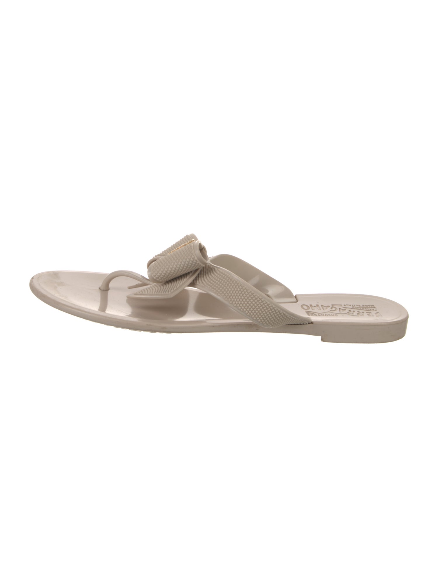 Salvatore Ferragamo Rubber Bow Accents Slides