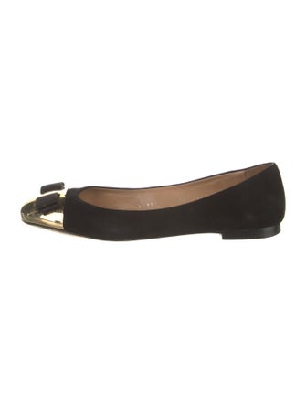 Salvatore Ferragamo Vara Bow Accent Suede Flats