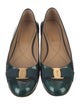 Salvatore Ferragamo Patent Leather Grosgrain Trim Ballet Flats