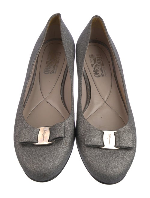 Salvatore Ferragamo Vara Bow Accent Glitter Flats