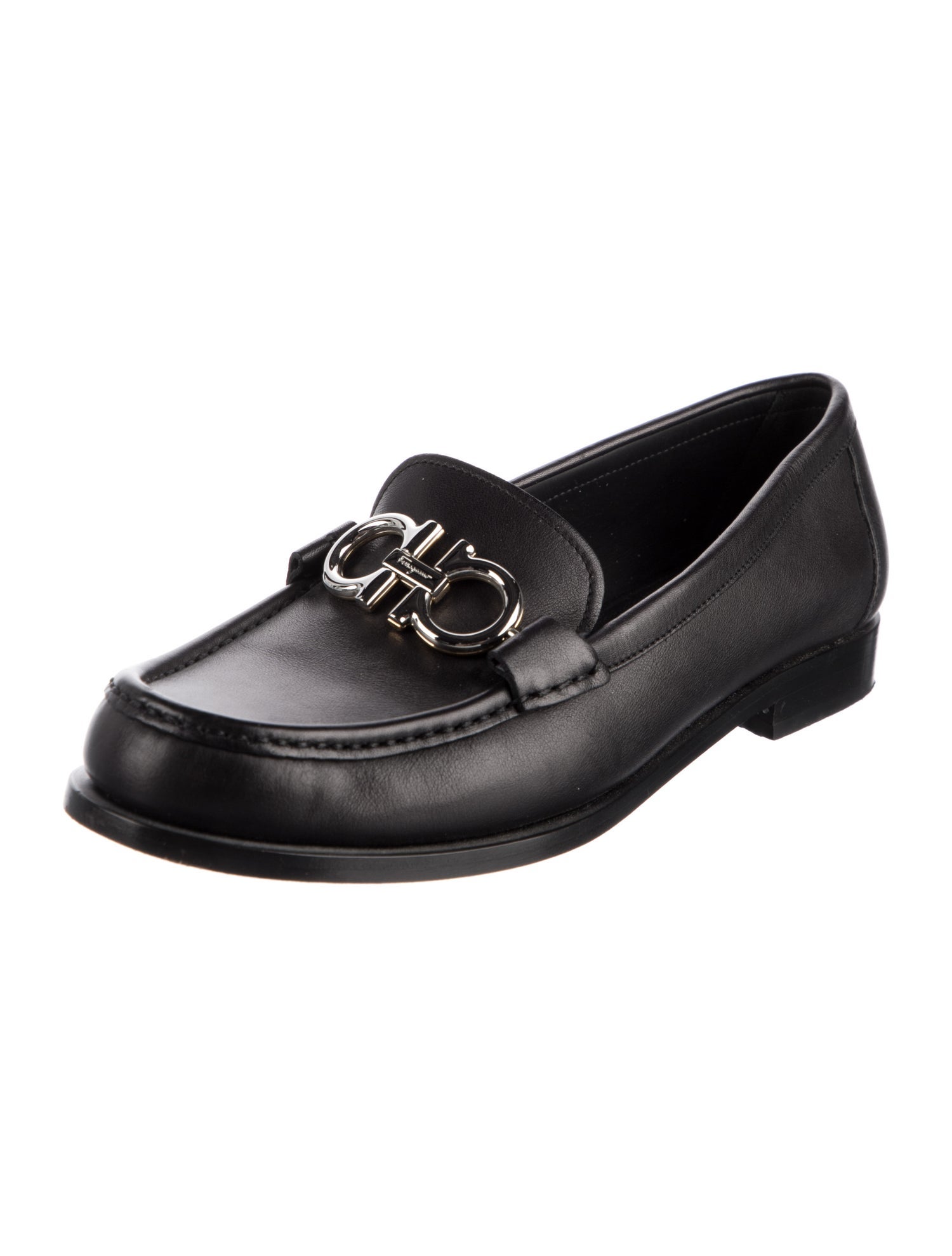 Salvatore Ferragamo Gancini Logo Leather Loafers