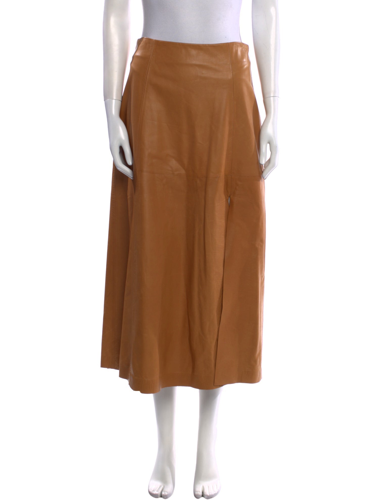 Salvatore Ferragamo Leather Midi Length Skirt