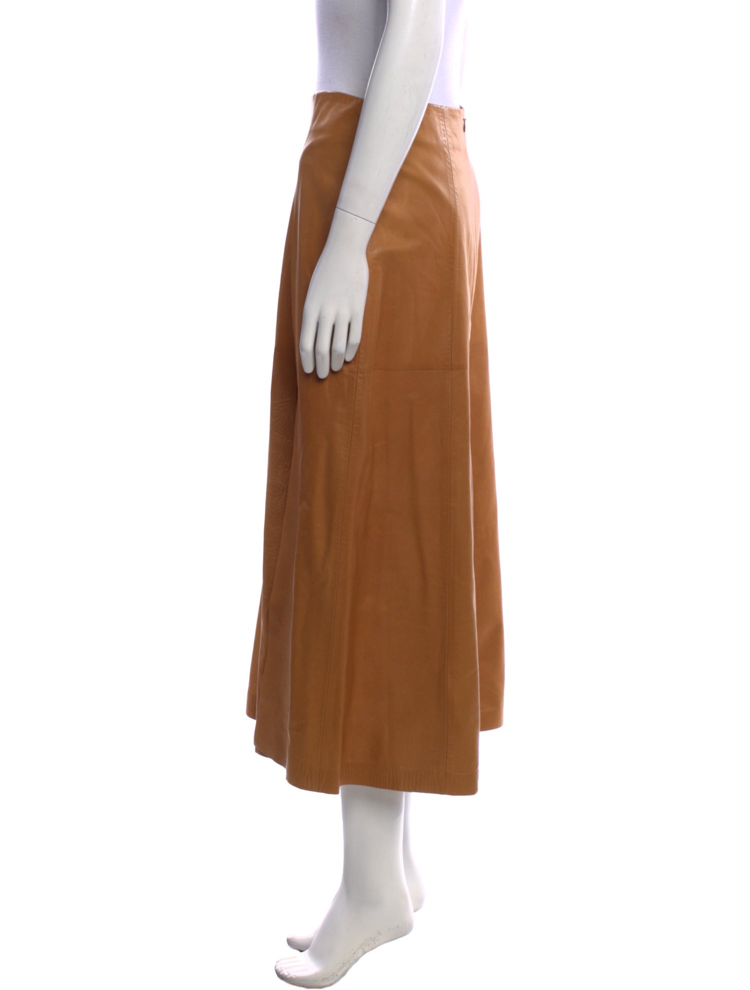 Salvatore Ferragamo Leather Midi Length Skirt