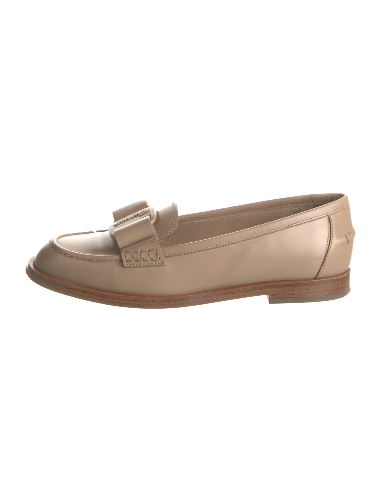 Salvatore Ferragamo Leather Bow Accents Loafers
