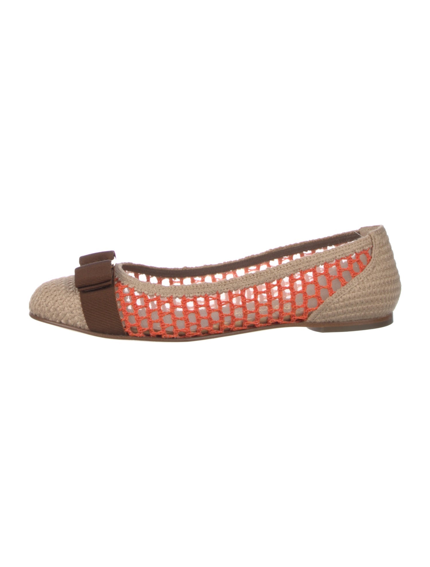 Salvatore Ferragamo Vara Bow Accent Lace Pattern Flats