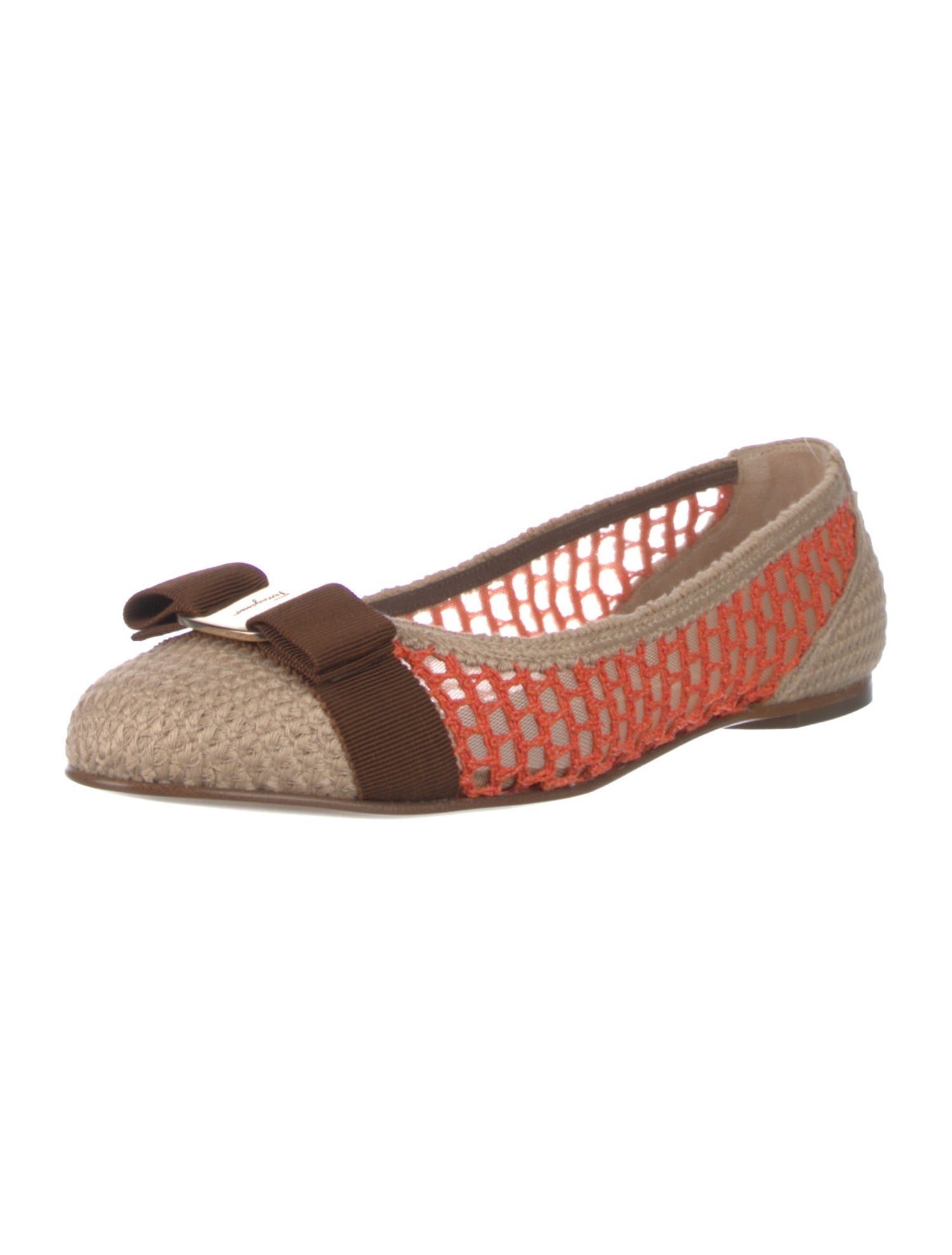 Salvatore Ferragamo Vara Bow Accent Lace Pattern Flats