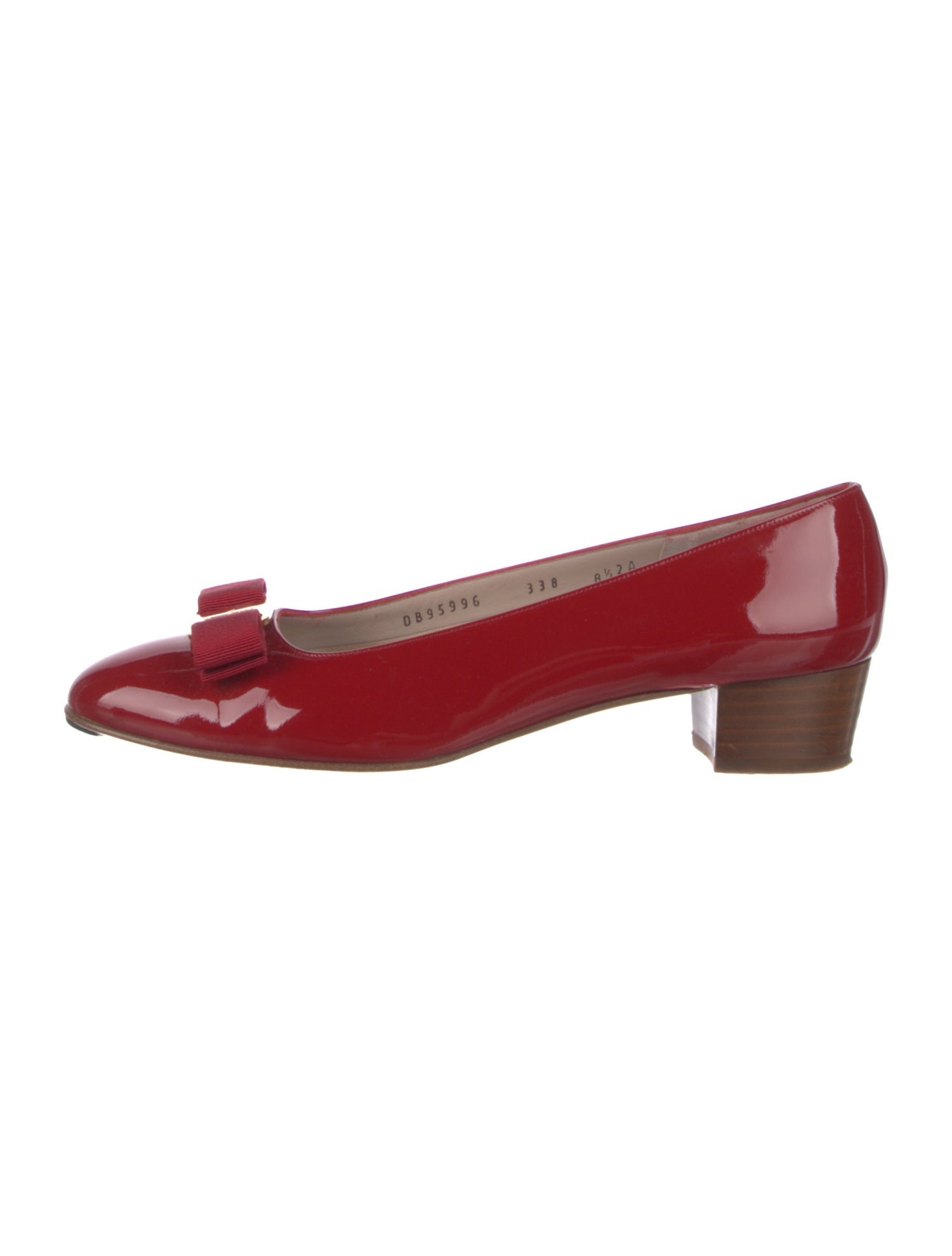 Salvatore Ferragamo Patent Leather Bow Accents Flats