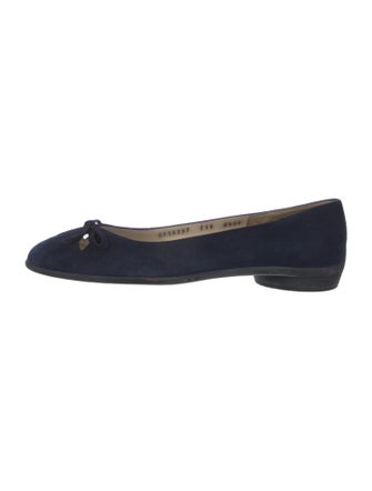 Salvatore Ferragamo Vara Bow Accent Suede Flats