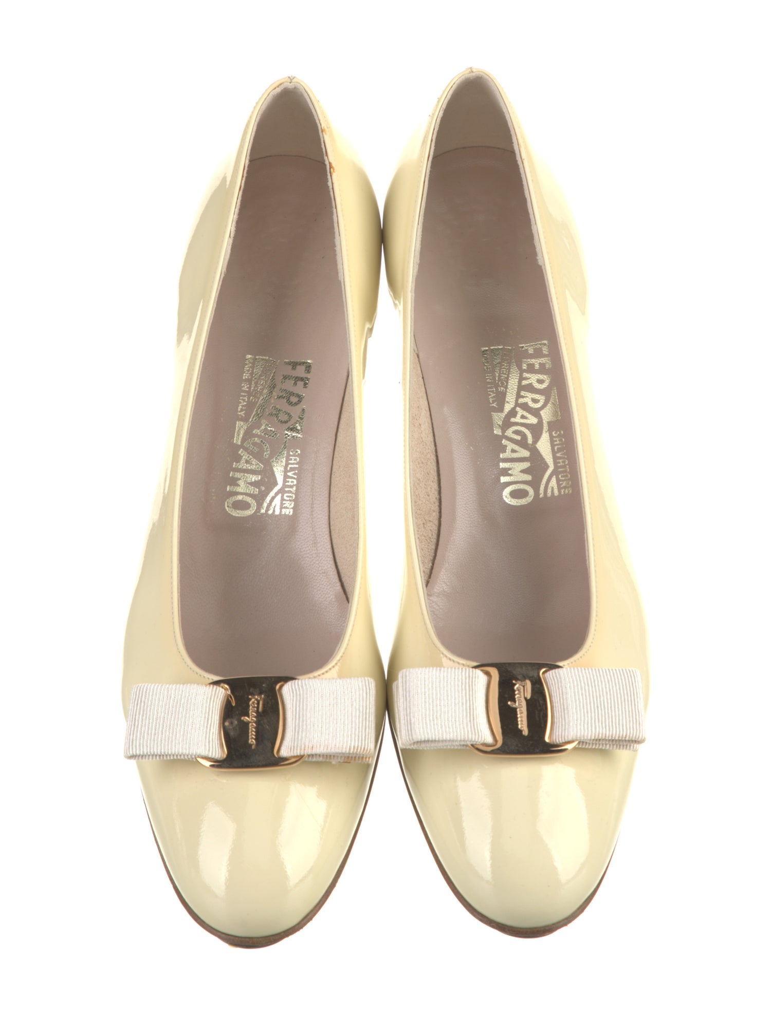 Salvatore Ferragamo Vara Bow Accent Patent Leather Flats