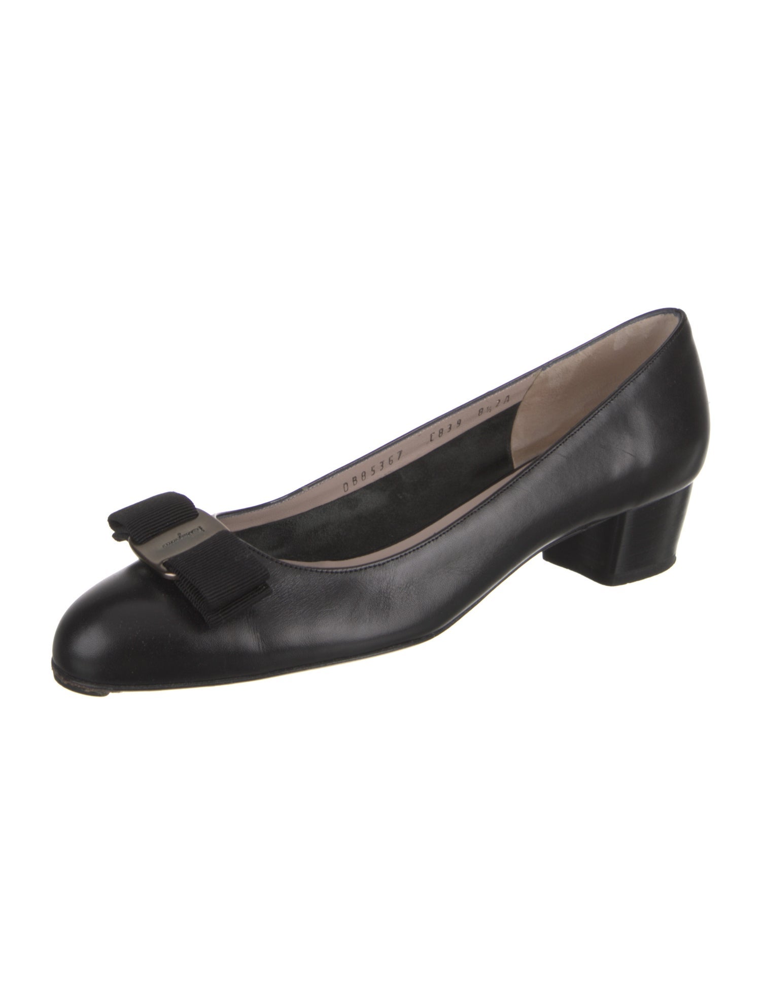 Salvatore Ferragamo Leather Bow Accents Flats