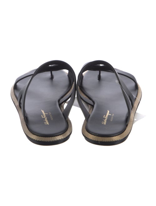 Salvatore Ferragamo Leather Chain-Link Accents Slides