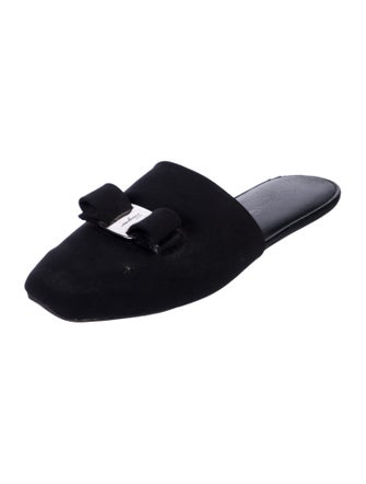 Salvatore Ferragamo Neoprene Bow Accents Mules