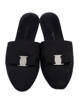 Salvatore Ferragamo Neoprene Bow Accents Mules
