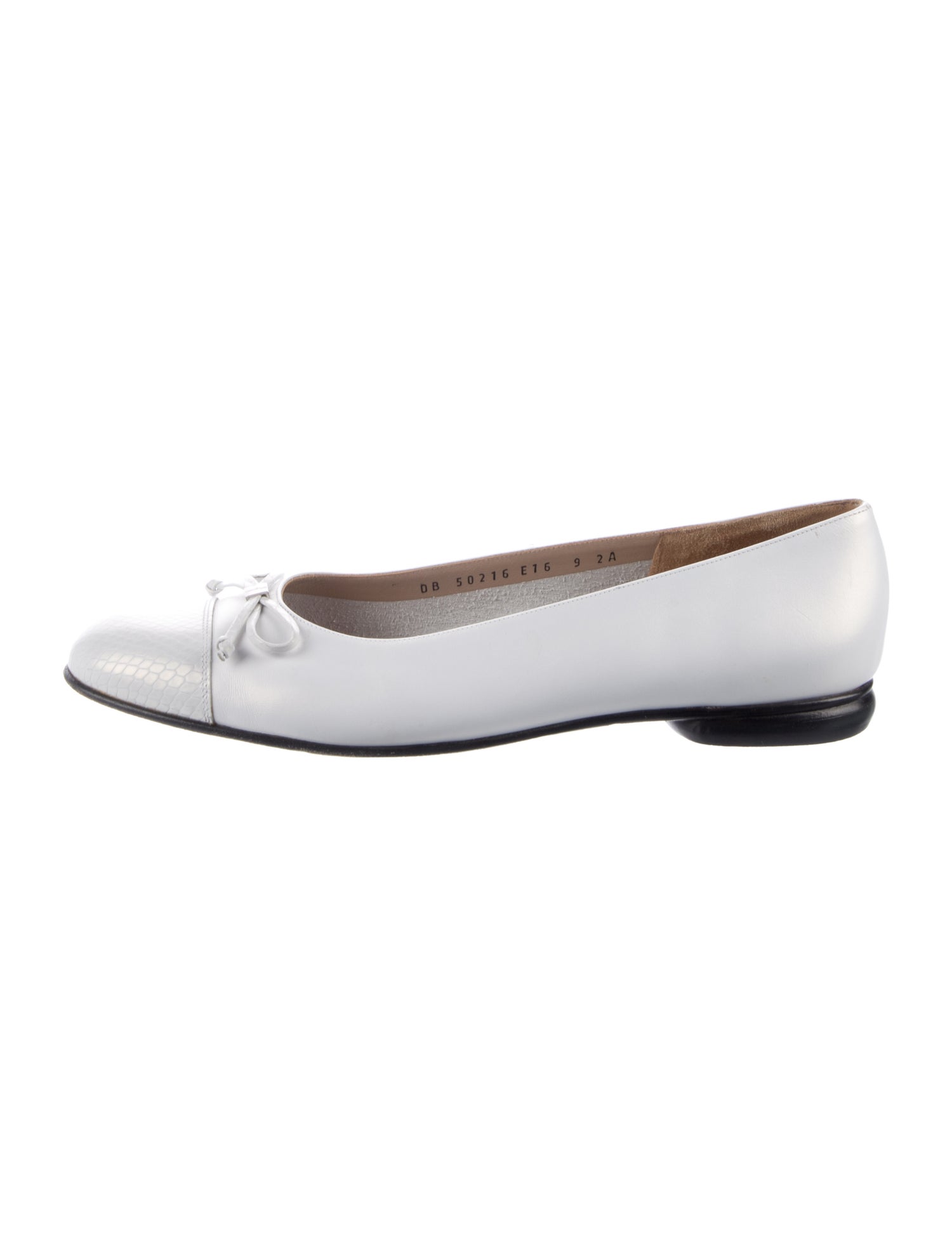 Salvatore Ferragamo Leather Bow Accents Ballet Flats