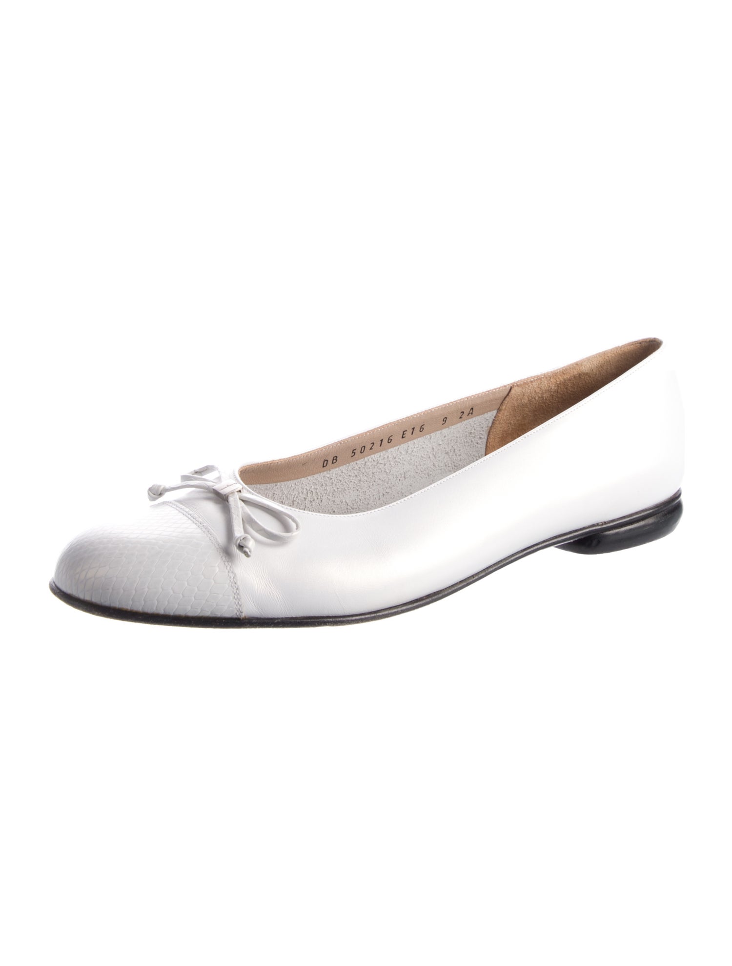 Salvatore Ferragamo Leather Bow Accents Ballet Flats