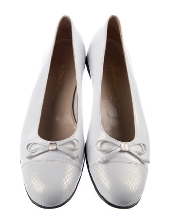 Salvatore Ferragamo Leather Bow Accents Ballet Flats