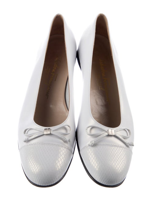 Salvatore Ferragamo Leather Bow Accents Ballet Flats