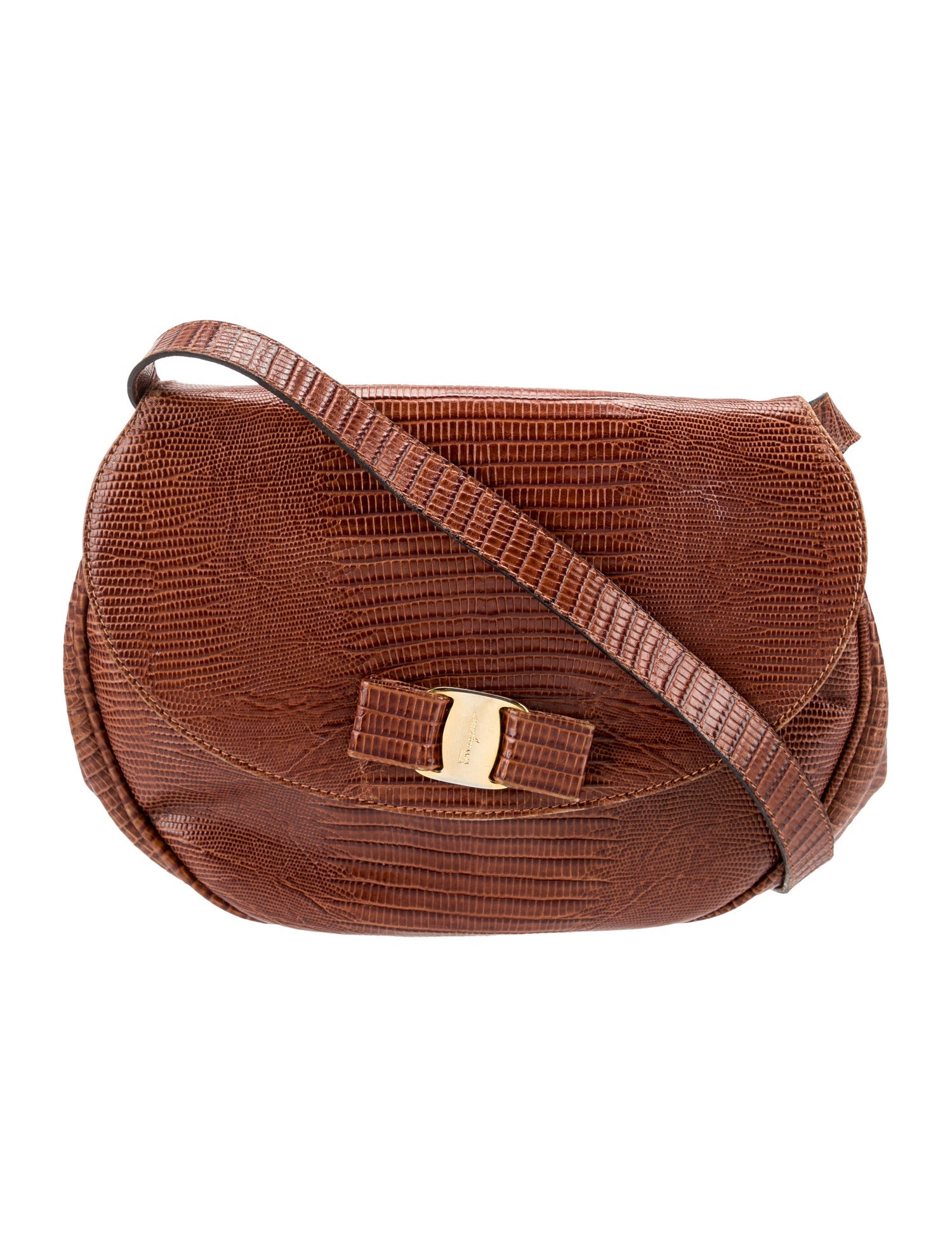 Salvatore Ferragamo Embossed Leather Vara Vintage