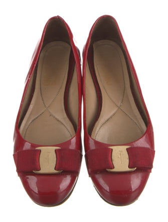 Salvatore Ferragamo Vara Bow Accent Patent Leather Ballet Flats