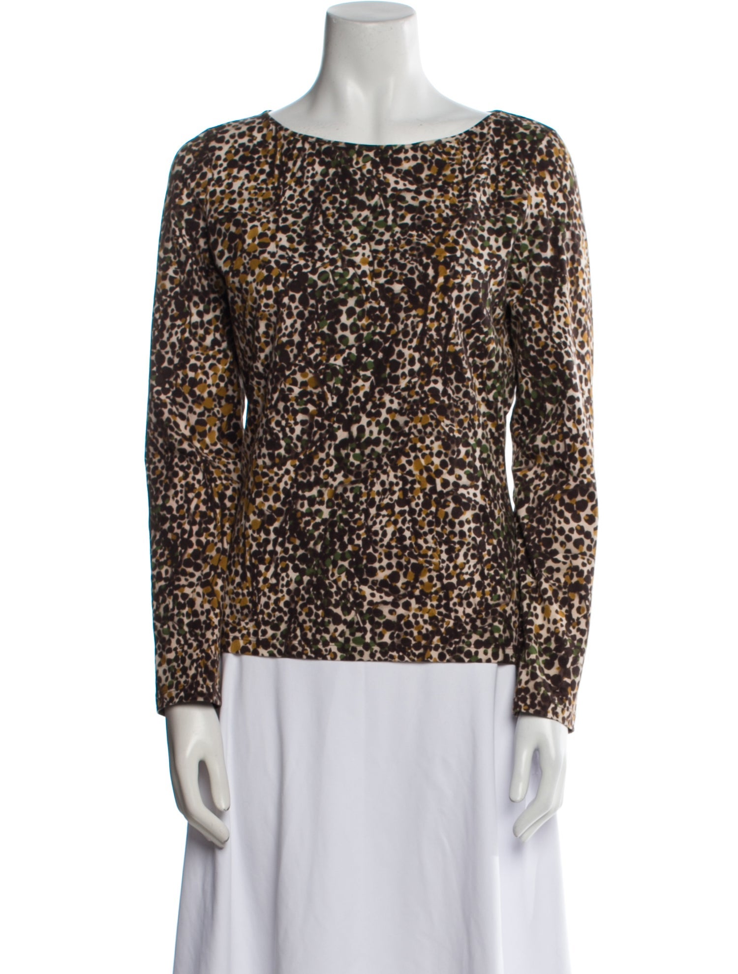 Salvatore Ferragamo Animal Print Bateau Neckline Blouse