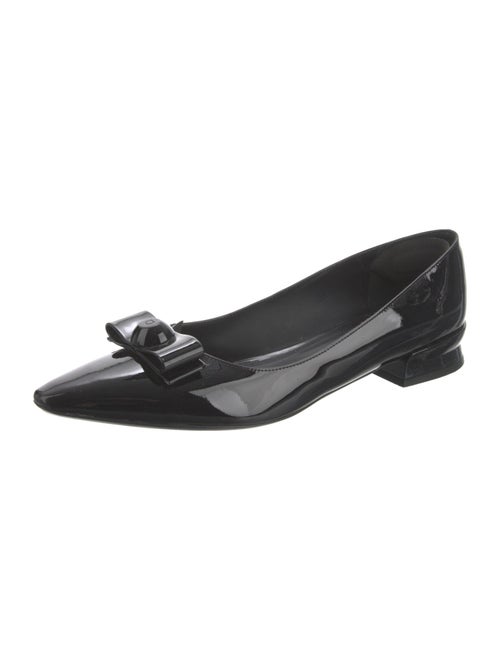 Salvatore Ferragamo Patent Leather Bow Accents Ballet Flats
