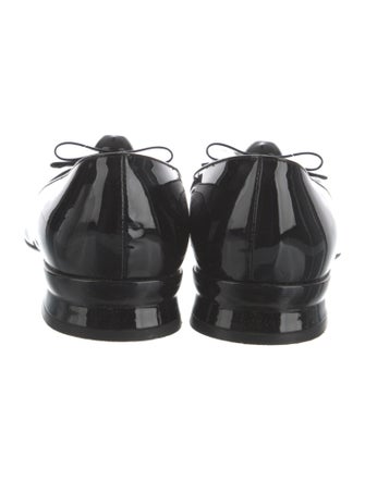 Salvatore Ferragamo Patent Leather Bow Accents Ballet Flats