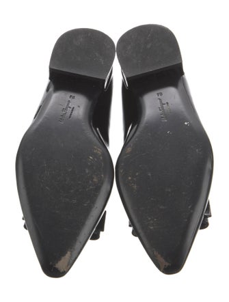 Salvatore Ferragamo Patent Leather Bow Accents Ballet Flats