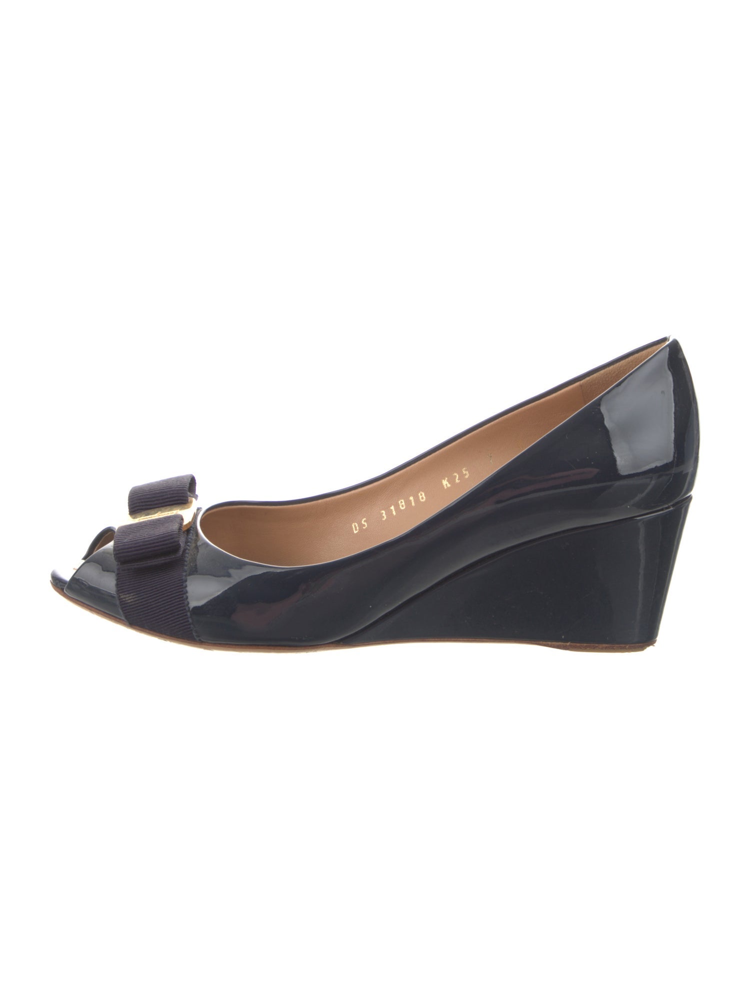Salvatore Ferragamo Patent Leather Bow Accents Pumps
