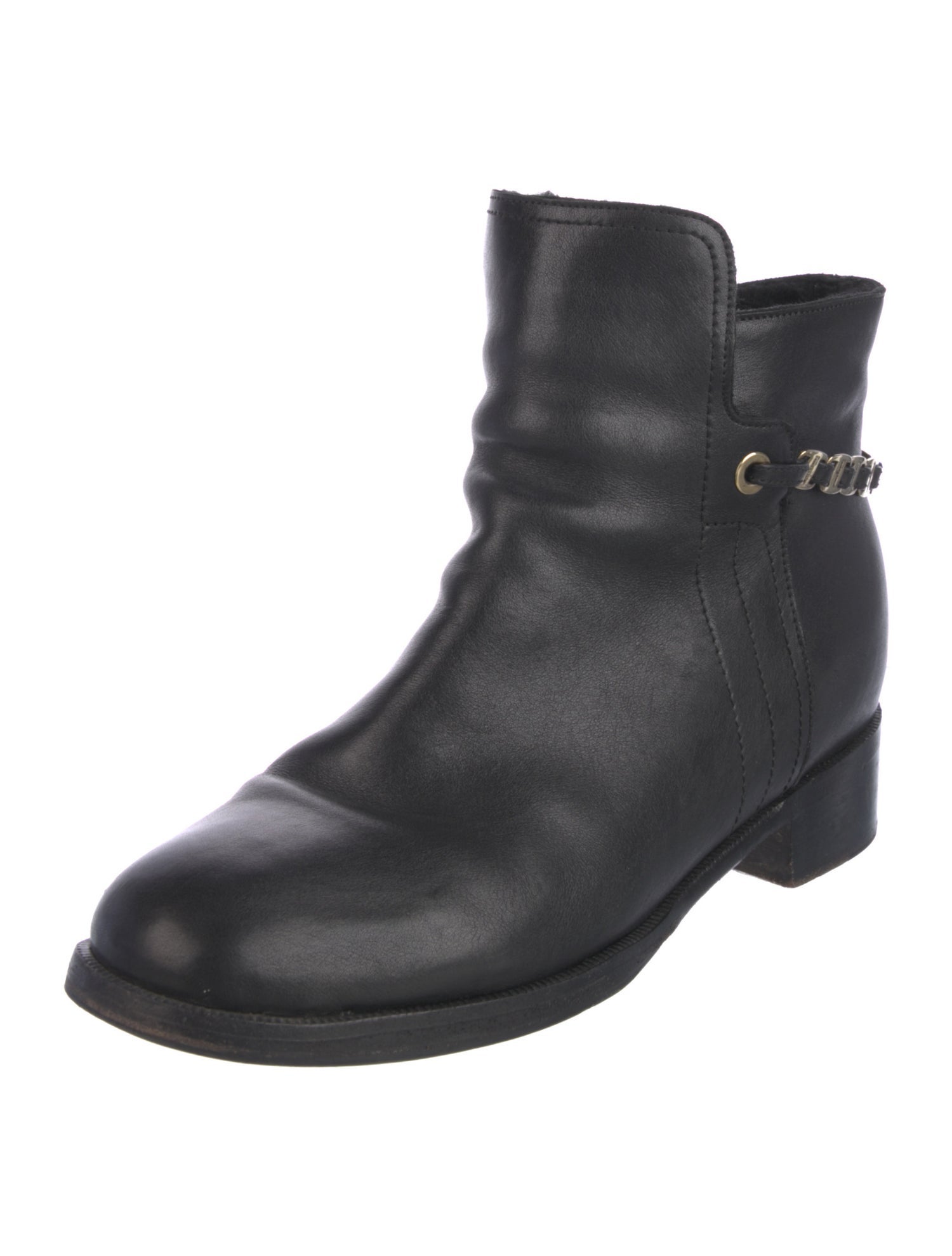 Salvatore Ferragamo Gancini Logo Leather Moto Boots