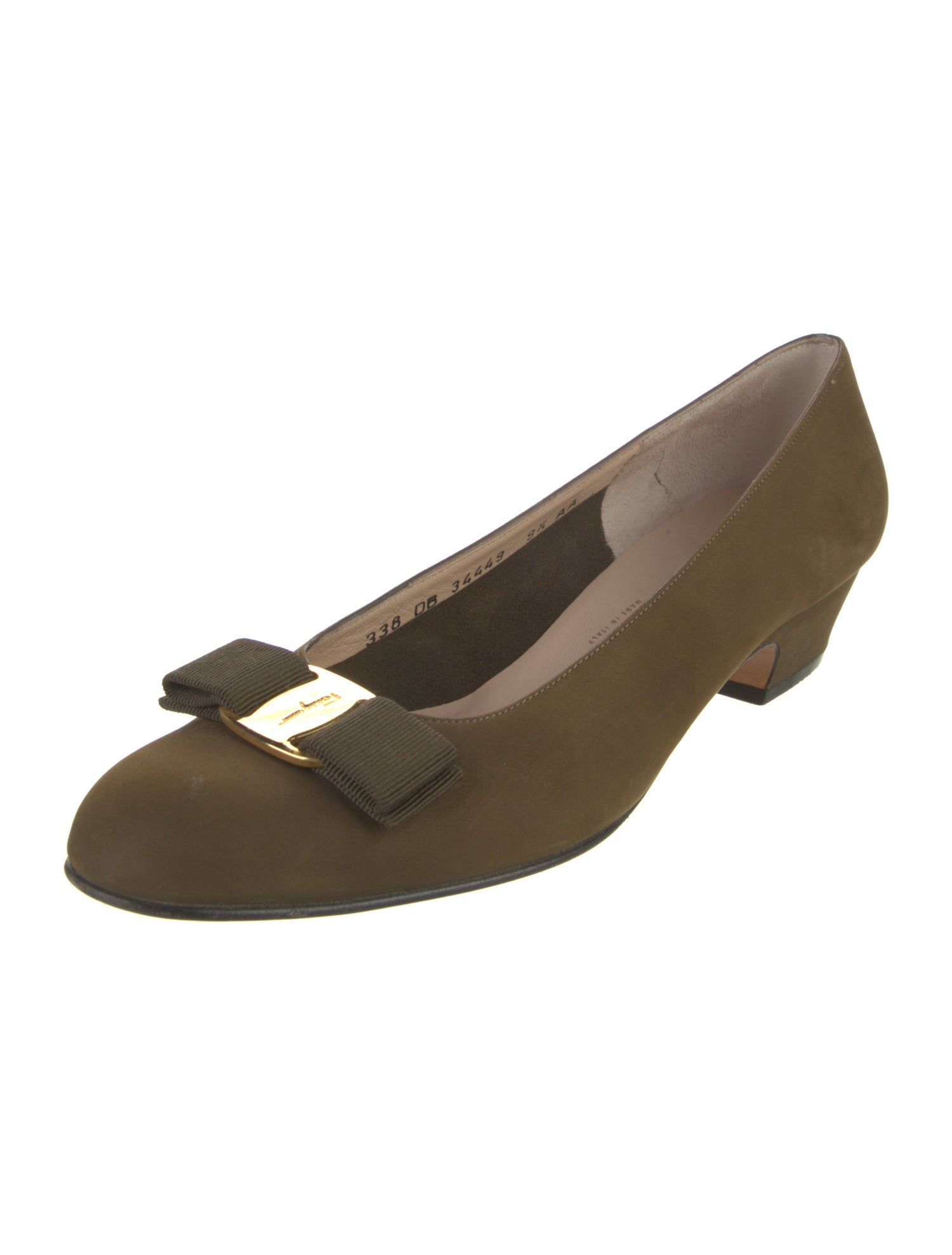 Salvatore Ferragamo Vara Bow Accent Suede Flats