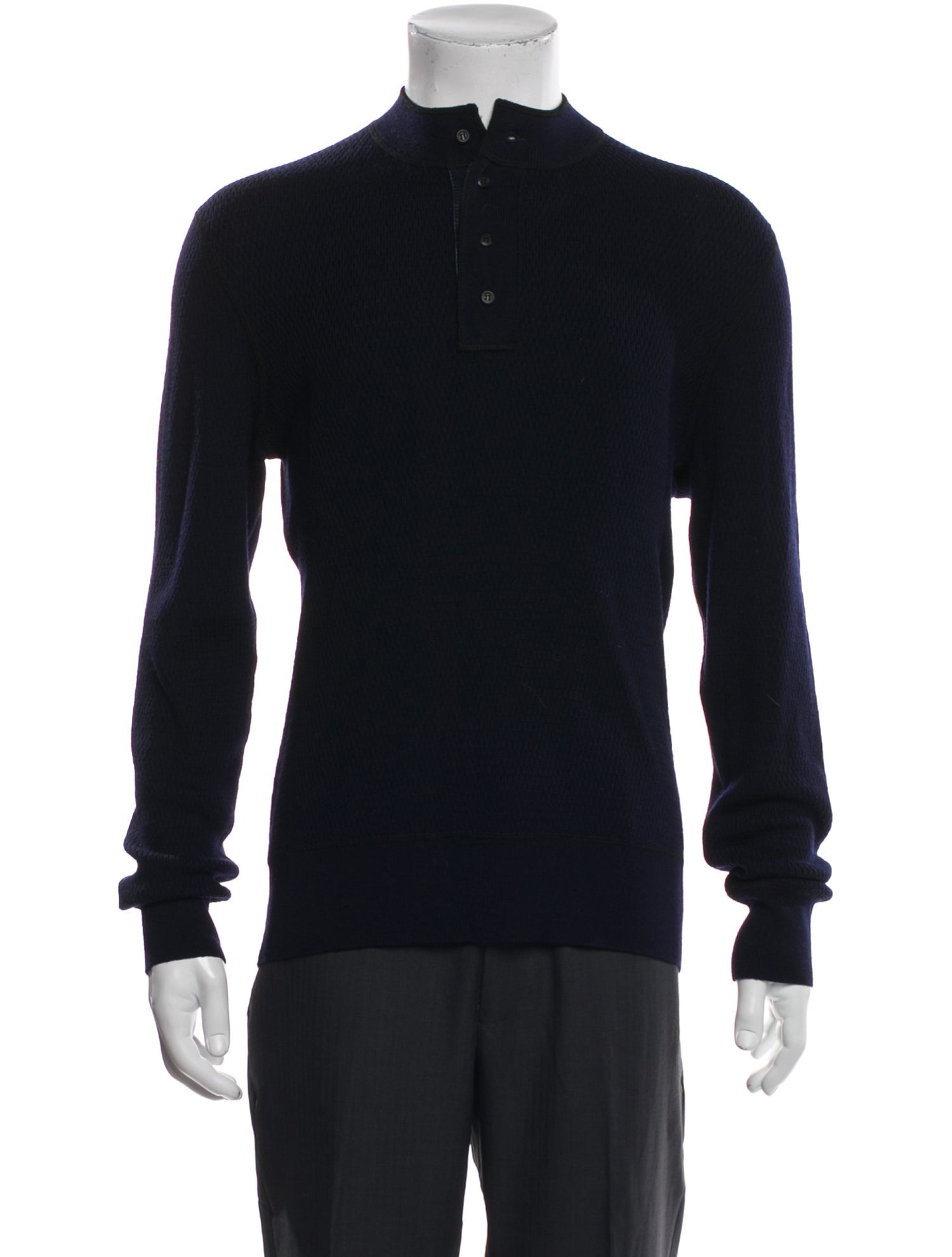Salvatore Ferragamo Virgin Wool Mock Neck Polo Sweater