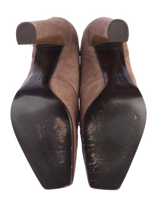 Salvatore Ferragamo Suede Eyelet Trim Lace-Up Boots