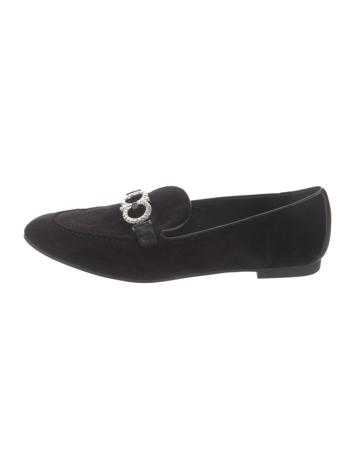 Salvatore Ferragamo Suede Crystal Embellishments Loafers