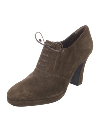 Salvatore Ferragamo Suede Bow Accents Lace-Up Boots