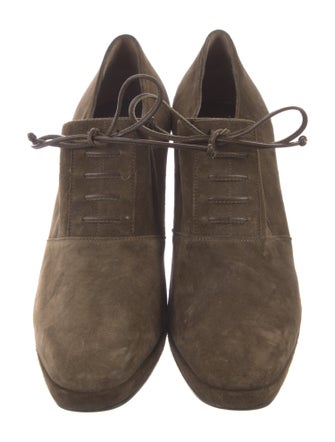 Salvatore Ferragamo Suede Bow Accents Lace-Up Boots