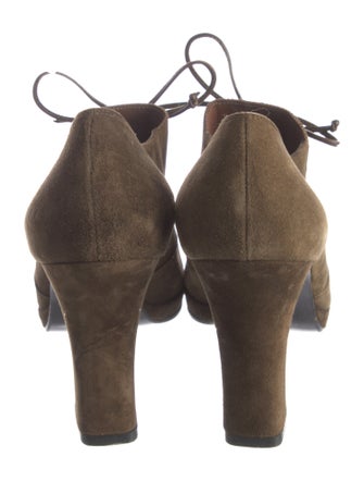 Salvatore Ferragamo Suede Bow Accents Lace-Up Boots