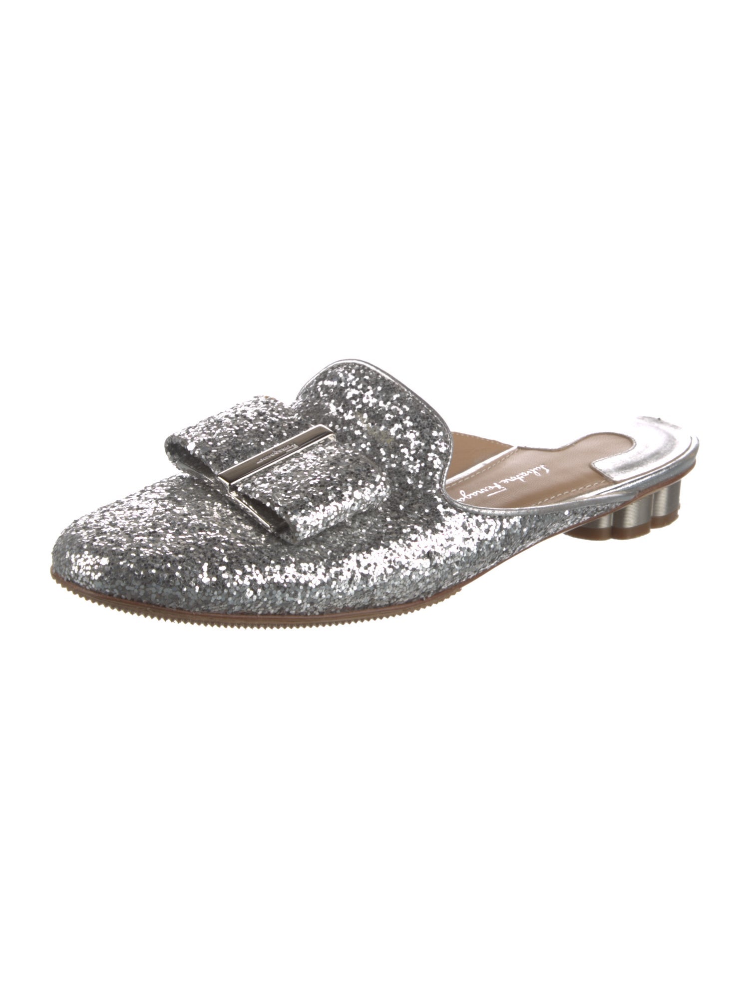 Salvatore Ferragamo Vara Bow Accent Glitter Mules