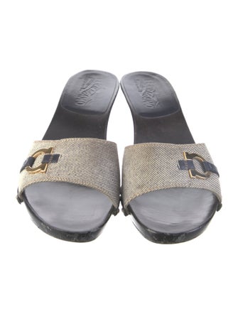 Salvatore Ferragamo Suede Printed Slides