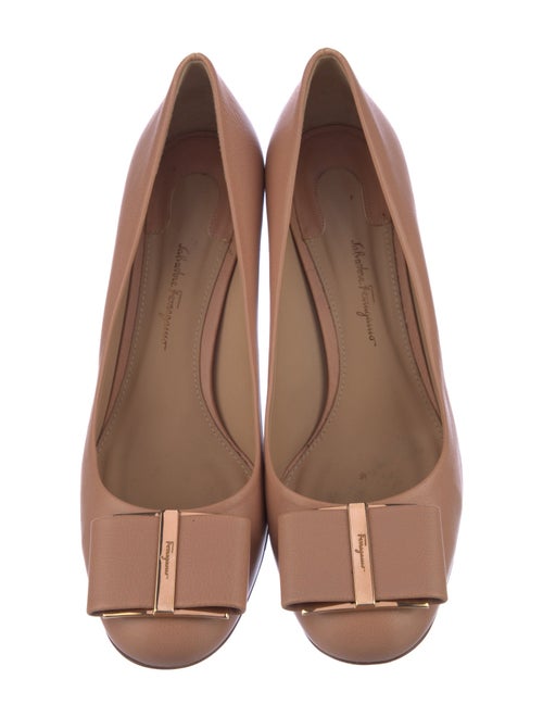 Salvatore Ferragamo Leather Bow Accents Pumps